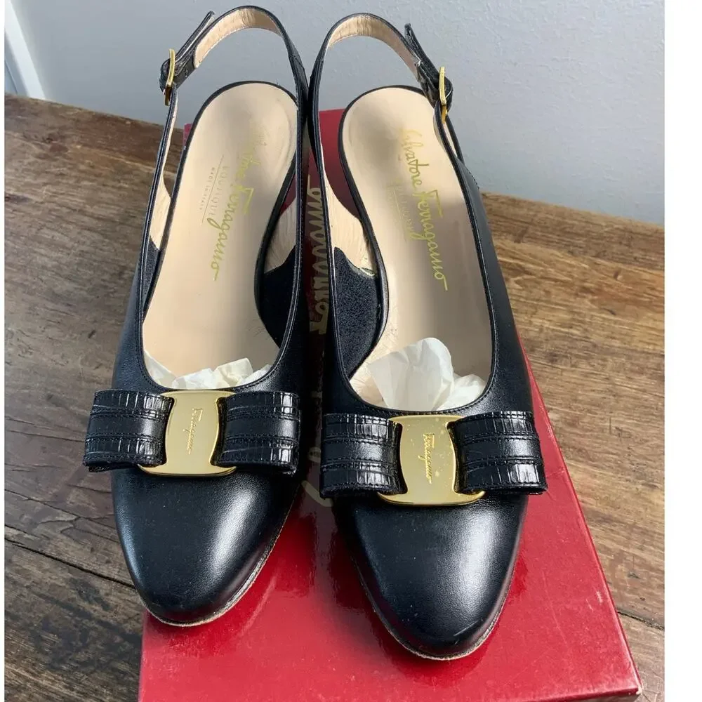 Salvatore Ferragamo Calotta‎ Slingback Vintage pumps size 7 AA